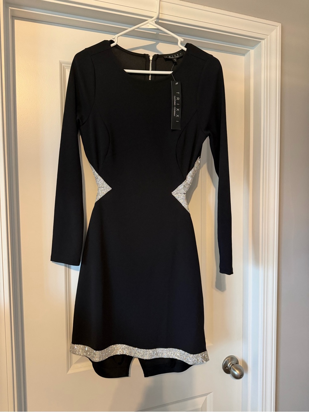 Trixxi Black Mini Dress with Silver Sequin Accents